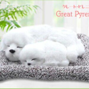 New Realistic Great Pyrenees Sleeping Dogs Plush Decor Japan 25cm Toreba